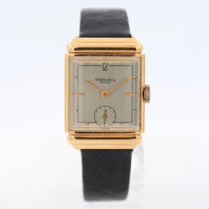 Vintage Patek Philippe Hooded Lugs Men's Mechanical Wristwatch 9-90 18k Gold